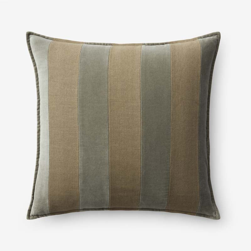 Velvet Linen Stripe Decorative Square Pillow Cover