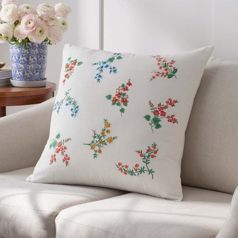 Amelia Embroidered Decorative Square Pillow Cover