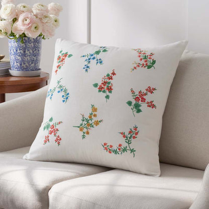 Amelia Embroidered Decorative Square Pillow Cover