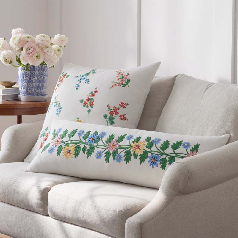 Amelia Embroidered Decorative Square Pillow Cover