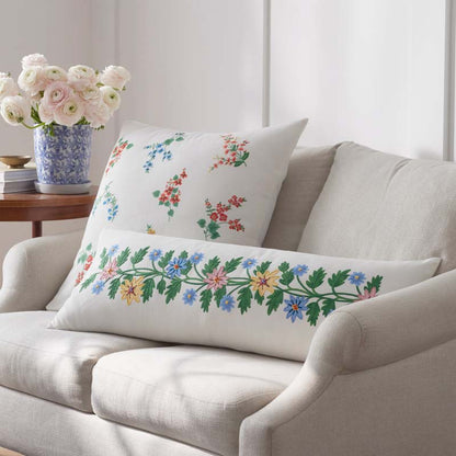 Helena Embroidered Decorative Lumbar Pillow Cover