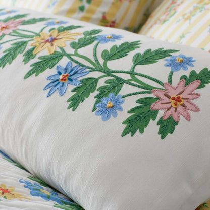 Helena Embroidered Decorative Lumbar Pillow Cover
