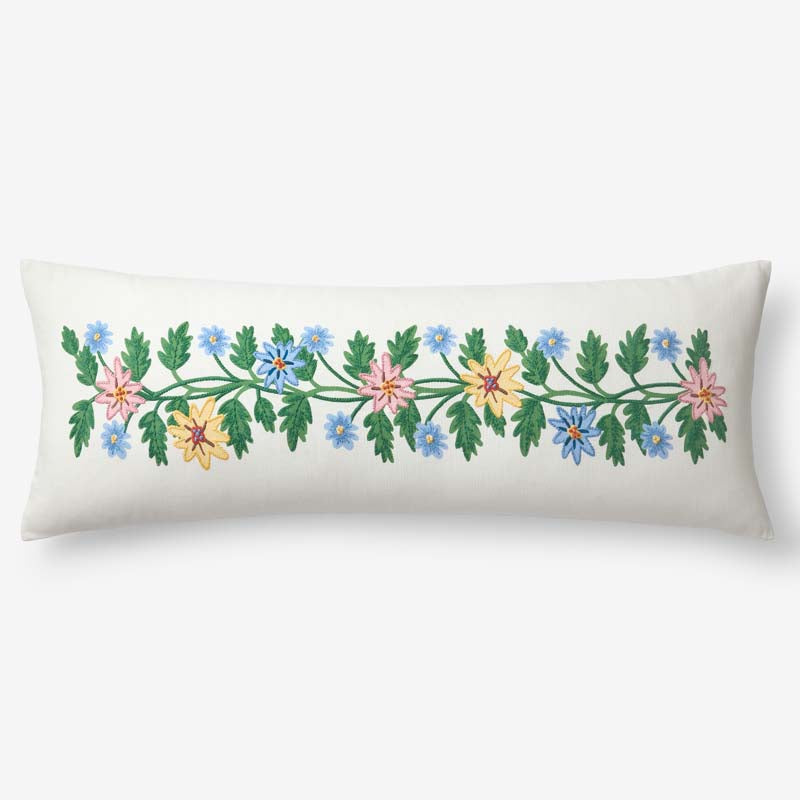 Helena Embroidered Decorative Lumbar Pillow Cover