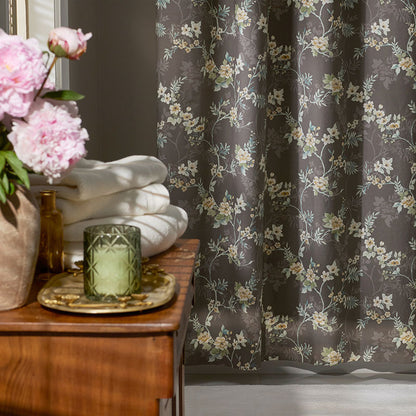 Charming Floral Garment Washed Cotton Percale Shower Curtain