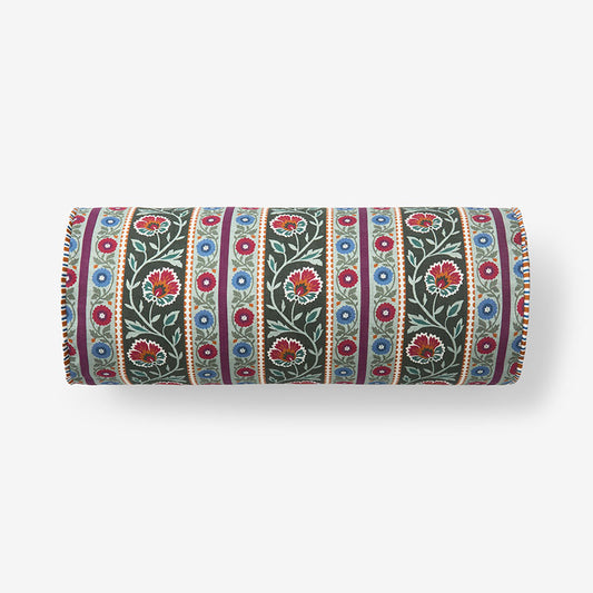 Nora Floral Stripe Decorative Bolster Pillow Cover