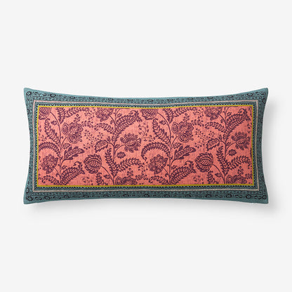Nora Floral Leaf Reversible Decorative Lumbar Pillow Cover