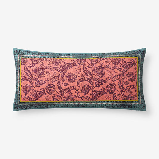 Nora Floral Leaf Reversible Decorative Lumbar Pillow Cover