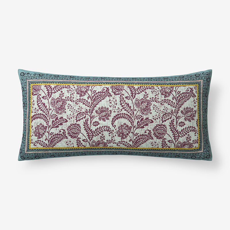 Nora Floral Leaf Reversible Decorative Lumbar Pillow Cover
