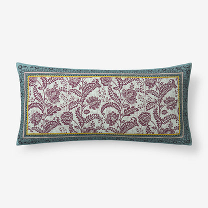 Nora Floral Leaf Reversible Decorative Lumbar Pillow Cover