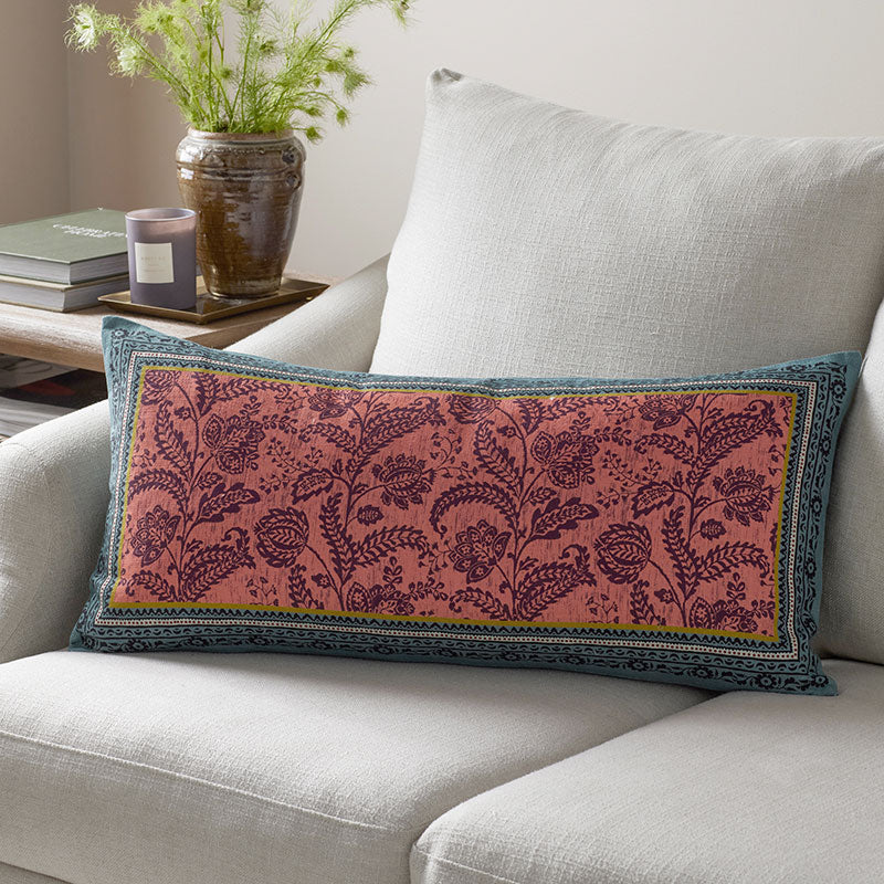 Nora Floral Leaf Reversible Decorative Lumbar Pillow Cover