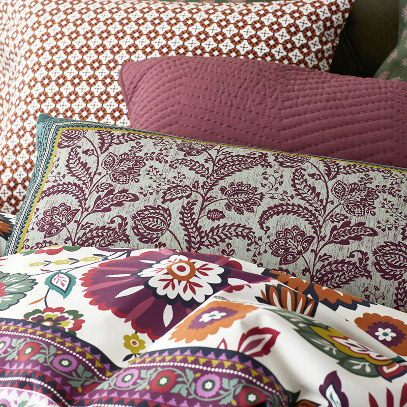 Nora Floral Leaf Reversible Decorative Lumbar Pillow Cover