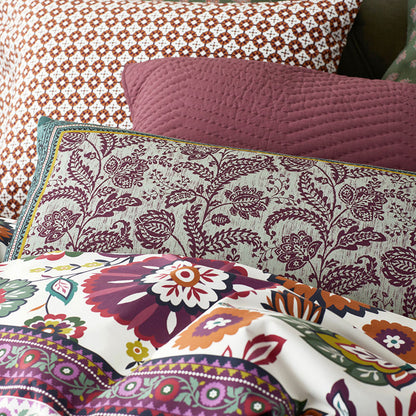 Nora Floral Leaf Reversible Decorative Lumbar Pillow Cover