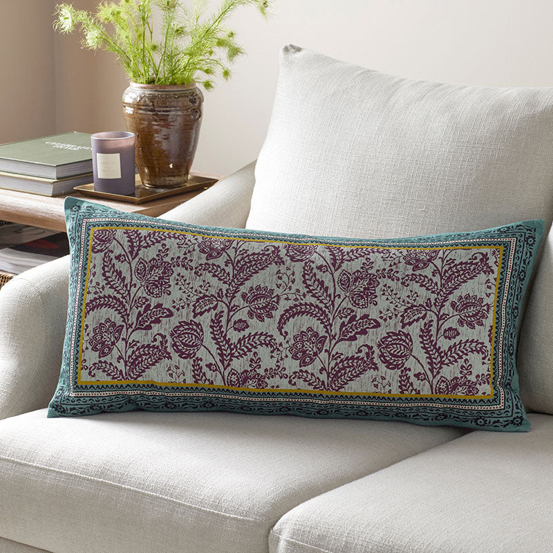 Nora Floral Leaf Reversible Decorative Lumbar Pillow Cover
