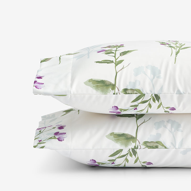Iris Bloom Premium Smooth Wrinkle-Free Sateen Pillowcase Set