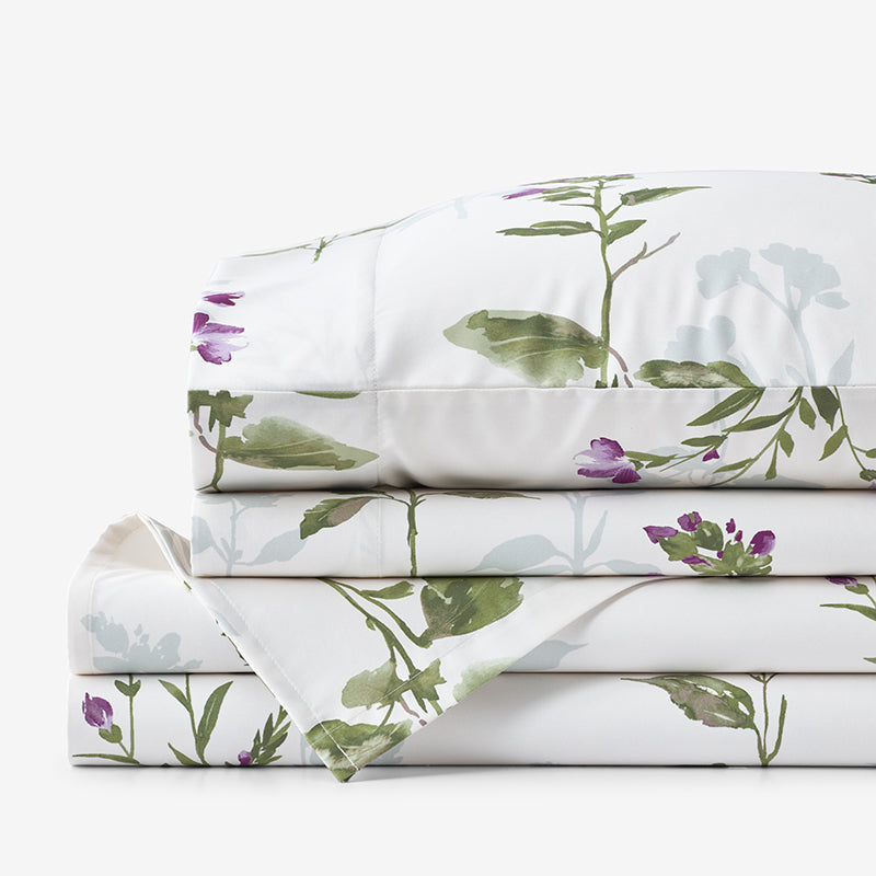 Iris Bloom Premium Smooth Wrinkle-Free Sateen Bed Sheet Set