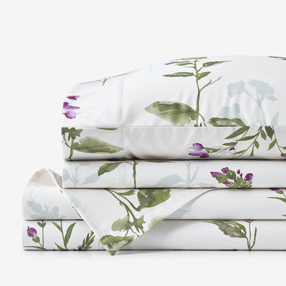 Iris Bloom Premium Smooth Wrinkle-Free Sateen Bed Sheet Set