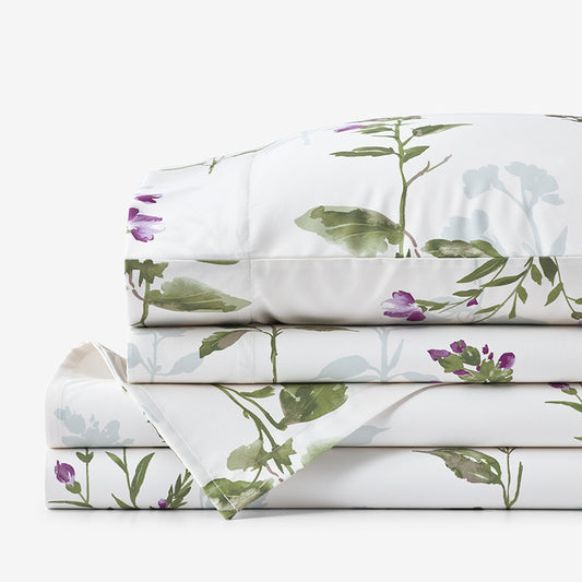 Iris Bloom Premium Smooth Wrinkle-Free Sateen Bed Sheet Set