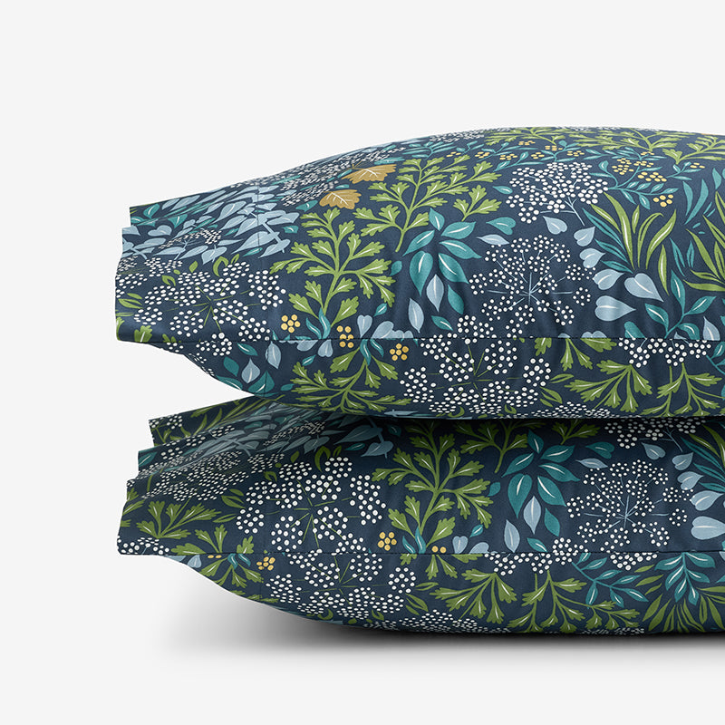 Achillea Patch Classic Cool Cotton Percale Pillowcase Set