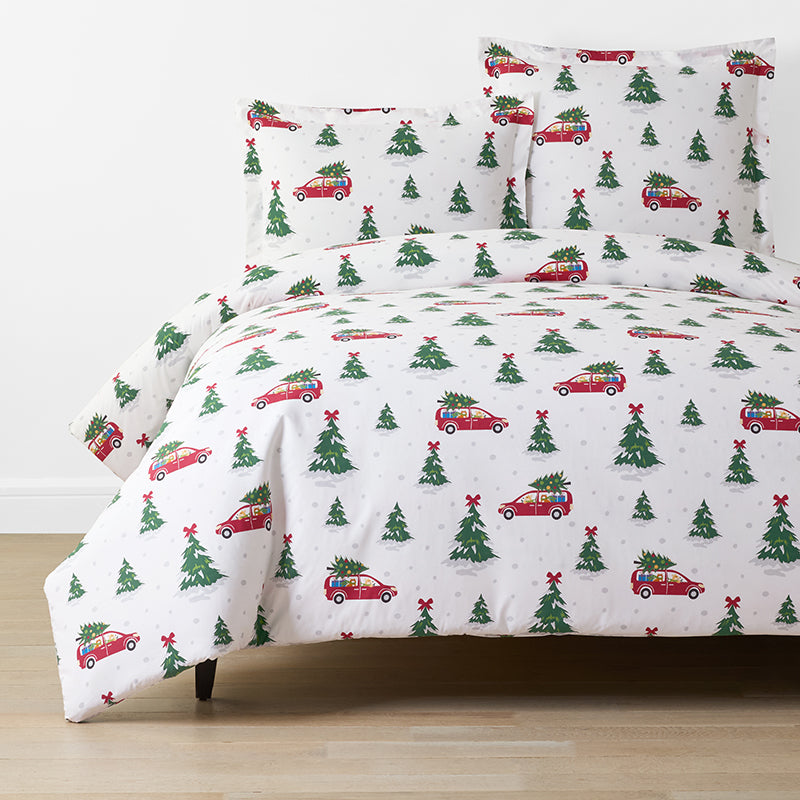 Holiday Print Classic Cool Cotton Percale Duvet Cover