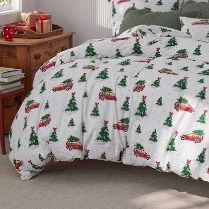 Holiday Print Classic Cool Cotton Percale Duvet Cover