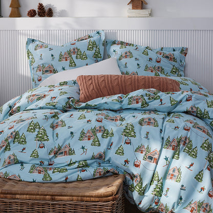 Holiday Print Classic Ultra-Cozy Cotton Flannel Flat Bed Sheet