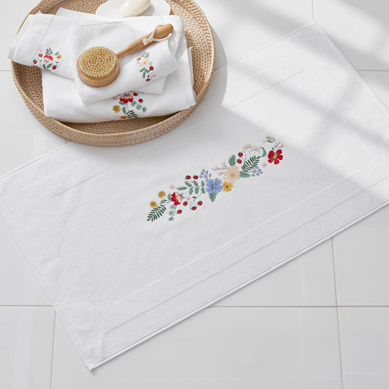 Strawberry Fields Embroidered Bath Mat