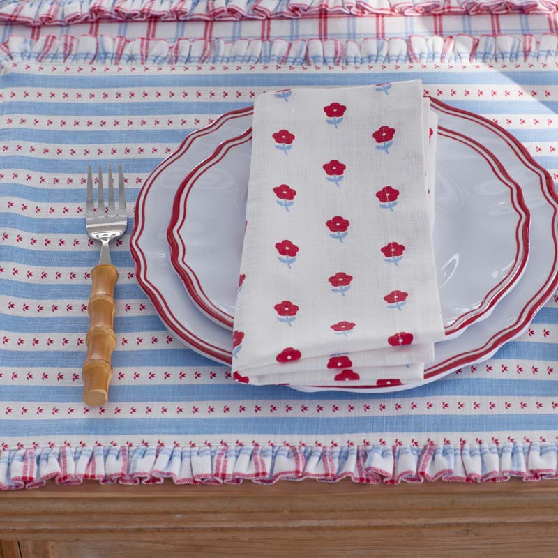 Flowers & Plaid Yarn-Dyed Reversible Placemats, Set of 4