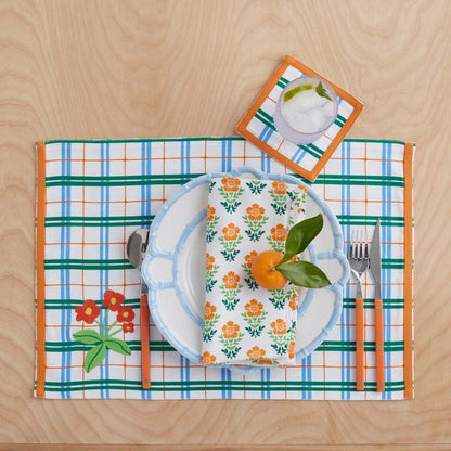 Floral Plaid Reversible Placemats, Set of 4