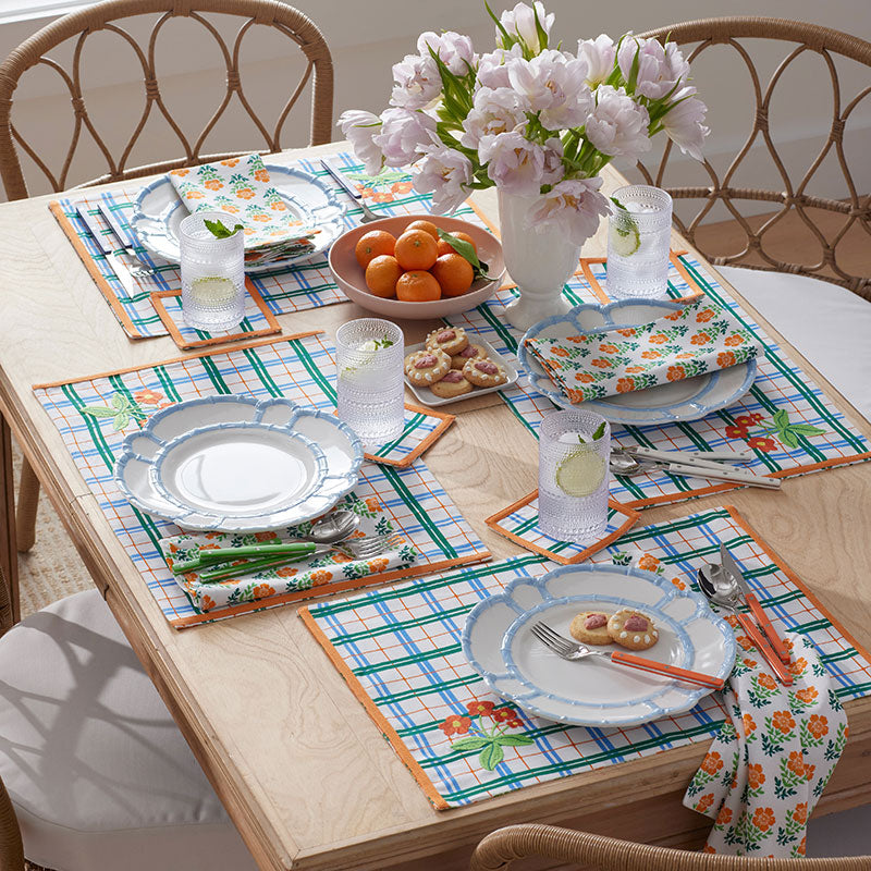 Floral Plaid Reversible Placemats, Set of 4