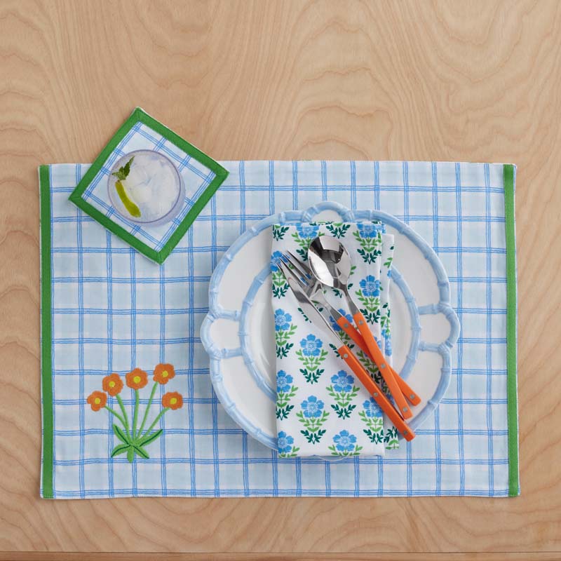 Floral Plaid Reversible Placemats, Set of 4