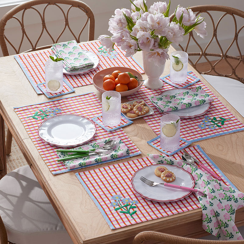 Floral Plaid Reversible Placemats, Set of 4