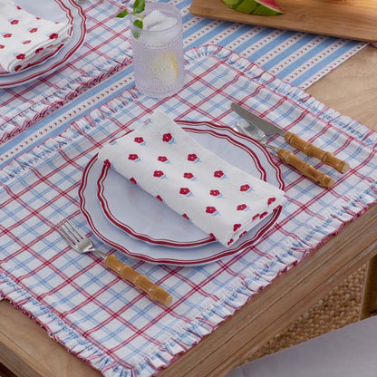 Flowers & Plaid Yarn-Dyed Reversible Placemats, Set of 4