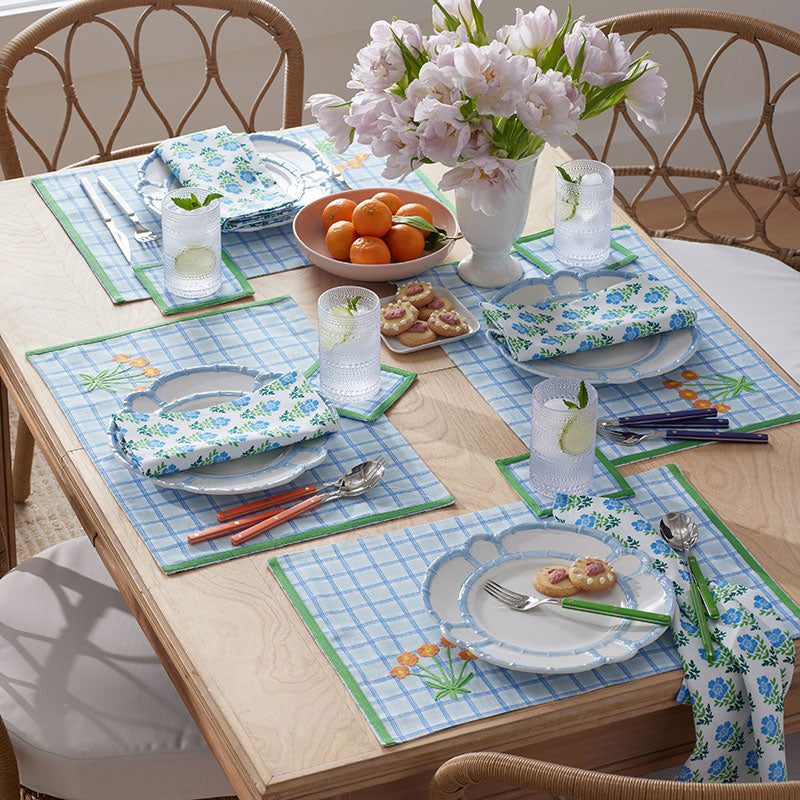 Floral Plaid Reversible Placemats, Set of 4