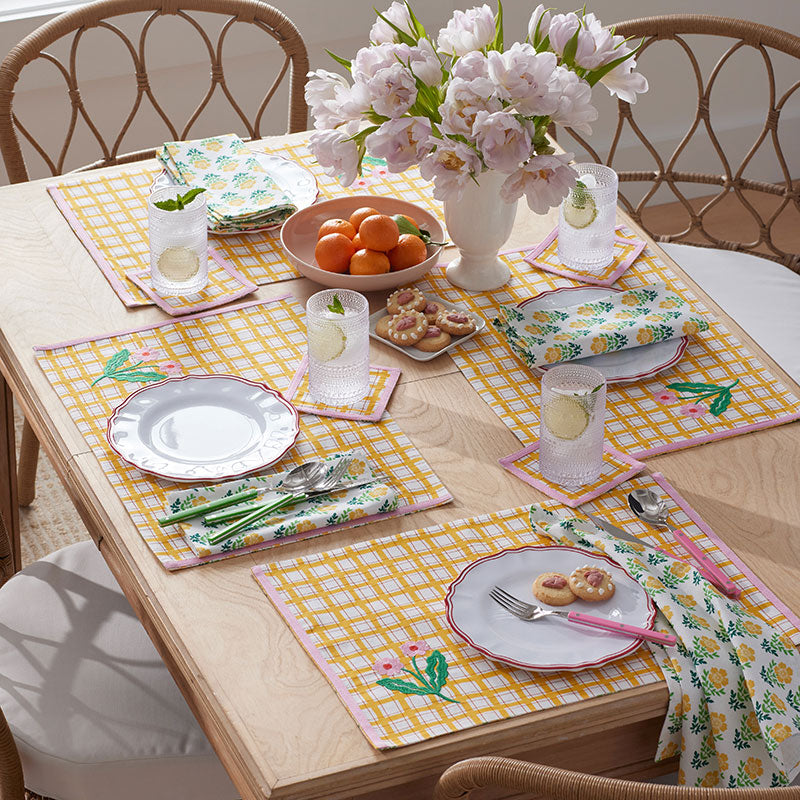 Floral Plaid Reversible Placemats, Set of 4