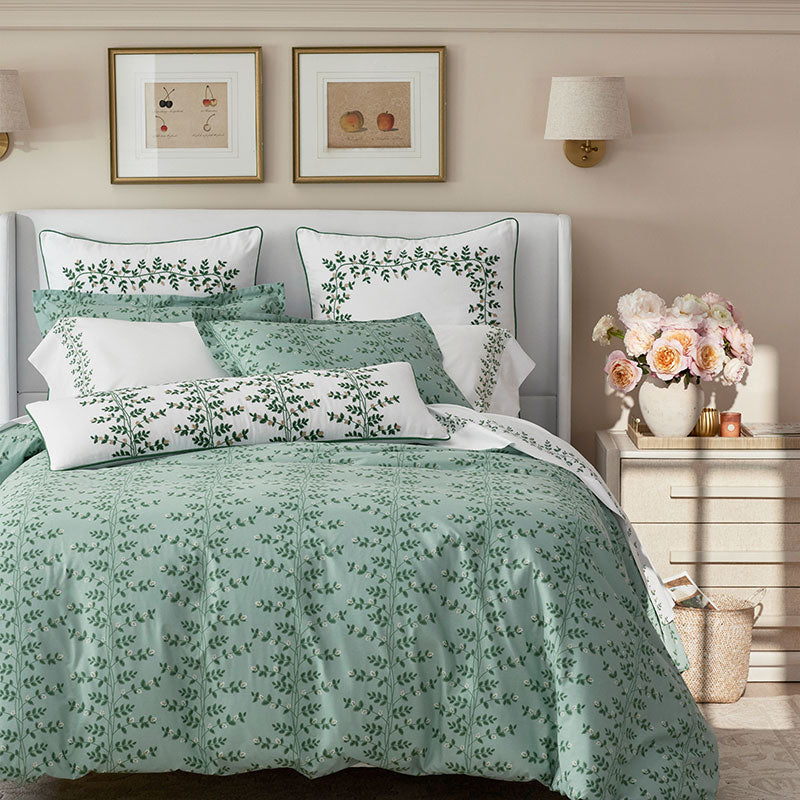 Climbing Vines Embroidered Decorative Square Pillow Cover