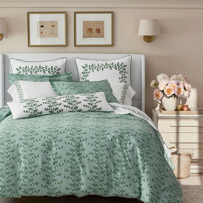 Climbing Vines Embroidered Decorative Square Pillow Cover