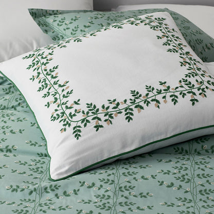 Climbing Vines Embroidered Decorative Square Pillow Cover