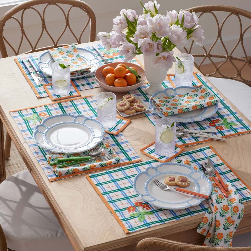 Floral Plaid Napkins, Set of 4