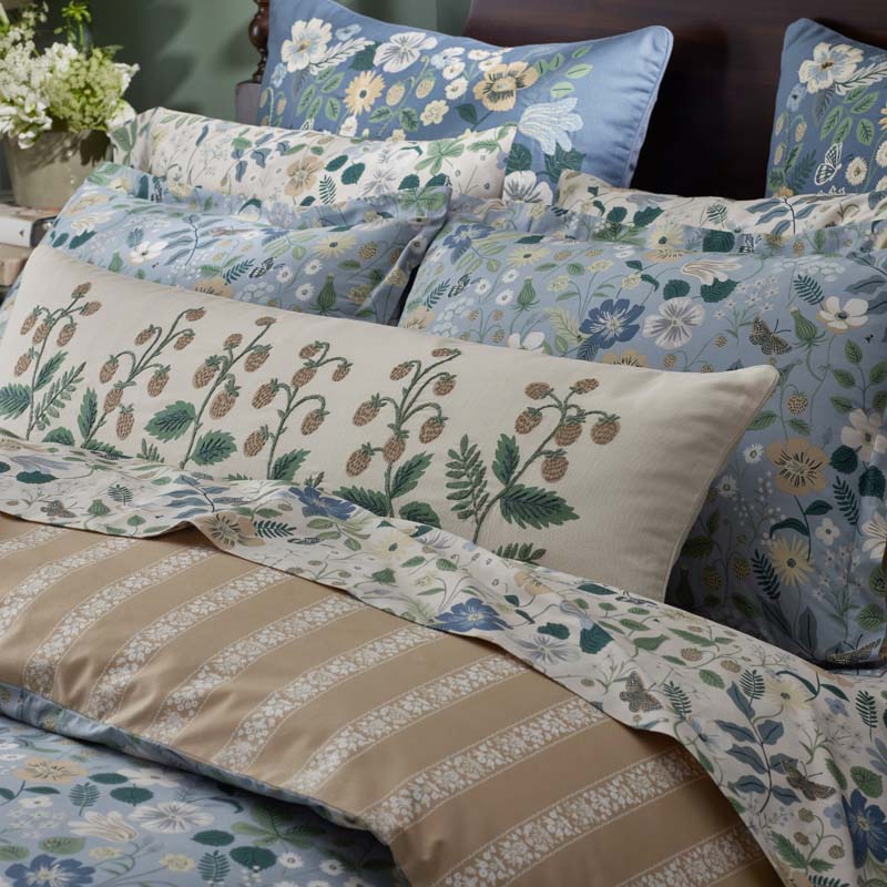 Strawberry Fields Embroidered Decorative Lumbar Pillow Cover