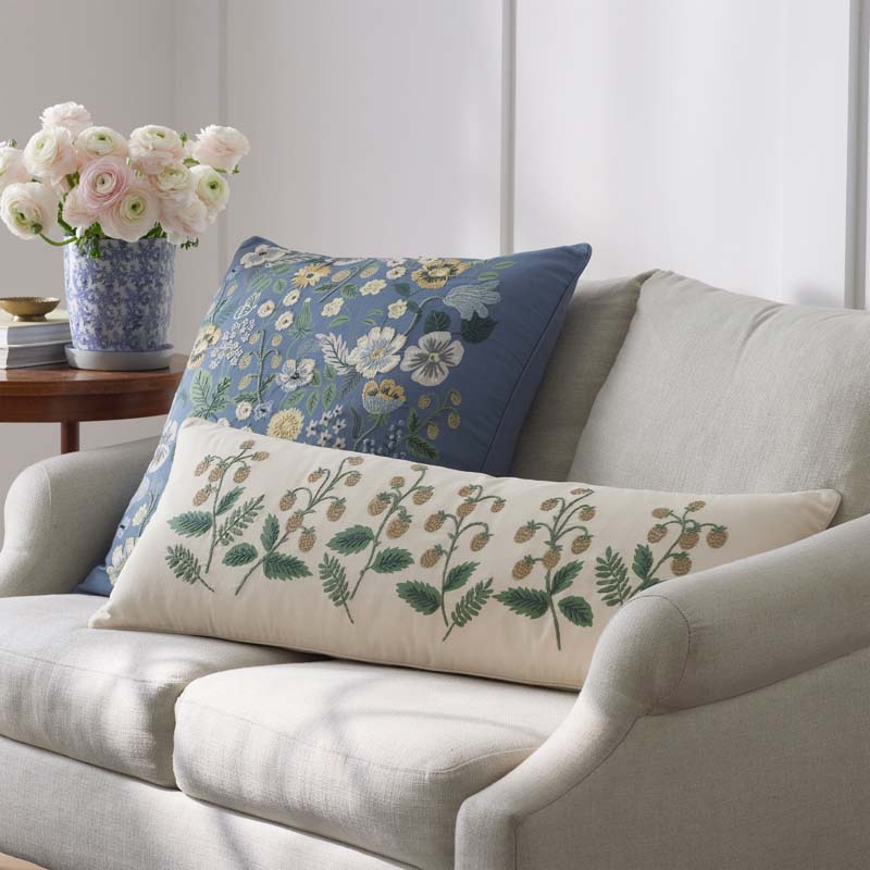 Strawberry Fields Embroidered Decorative Square Pillow Cover