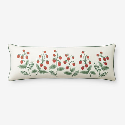 Strawberry Fields Embroidered Decorative Lumbar Pillow Cover