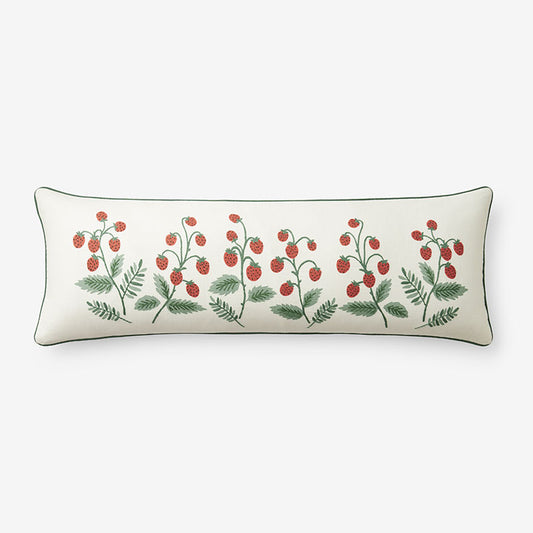 Strawberry Fields Embroidered Decorative Lumbar Pillow Cover