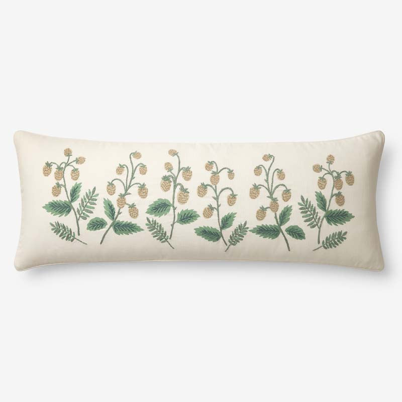 Strawberry Fields Embroidered Decorative Lumbar Pillow Cover