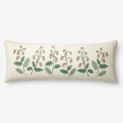 Strawberry Fields Embroidered Decorative Lumbar Pillow Cover