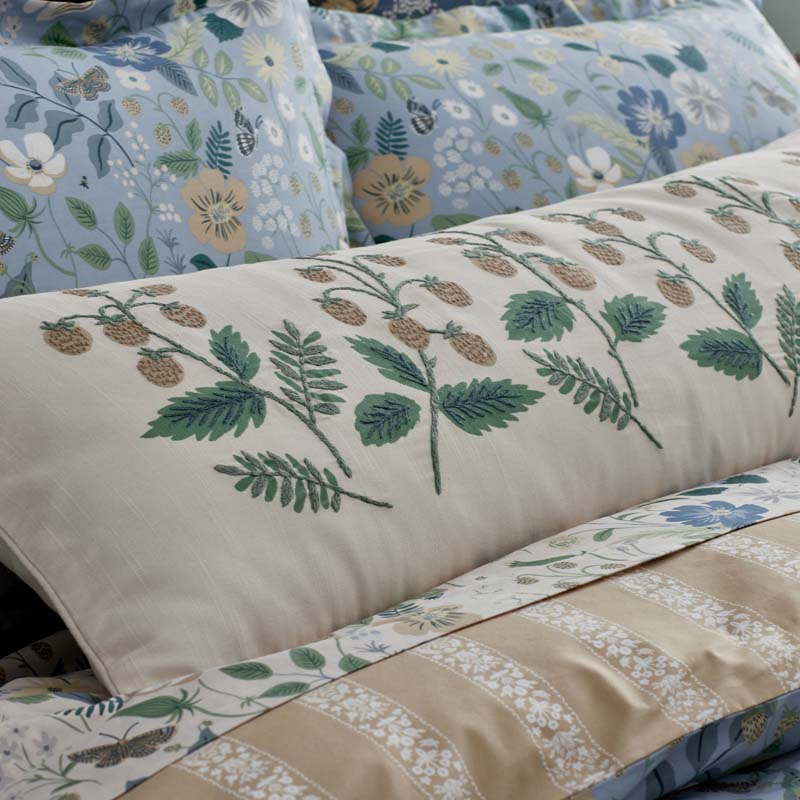 Strawberry Fields Embroidered Decorative Lumbar Pillow Cover