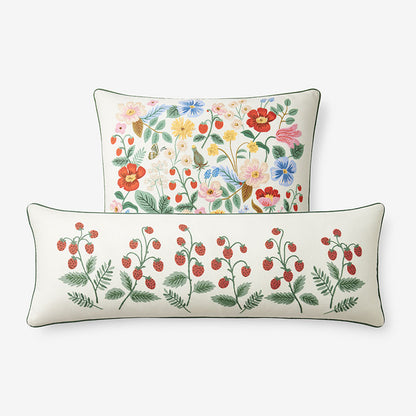 Strawberry Fields Embroidered Decorative Lumbar Pillow Cover