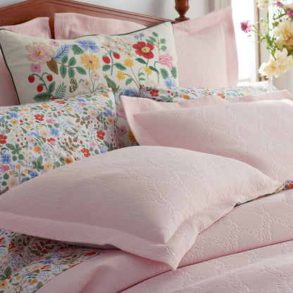 Strawberry Fields Embroidered Decorative Square Pillow Cover