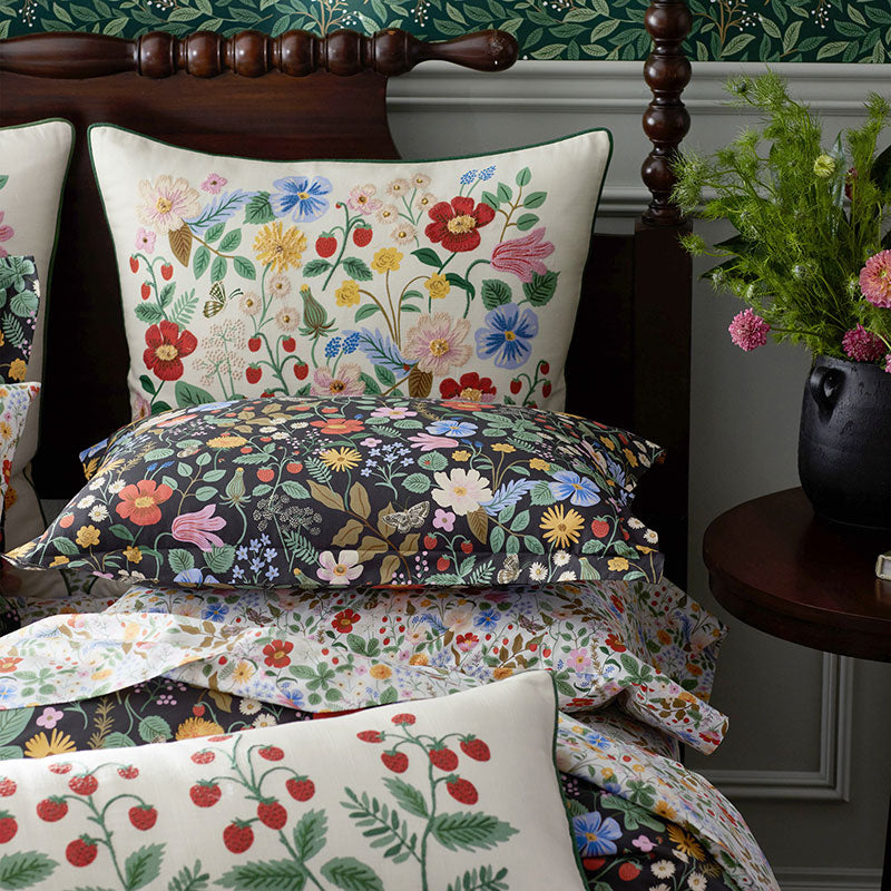 Strawberry Fields Embroidered Decorative Lumbar Pillow Cover