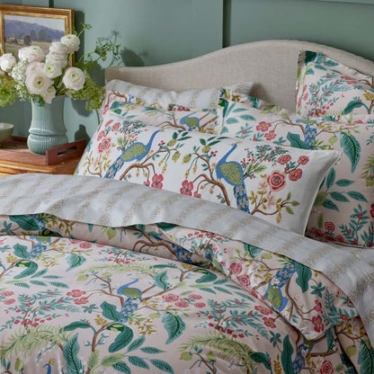 Peacock Embroidered Decorative Lumbar Pillow Cover