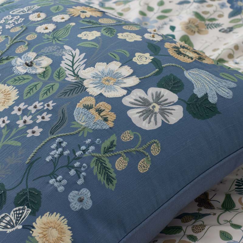 Strawberry Fields Embroidered Decorative Square Pillow Cover